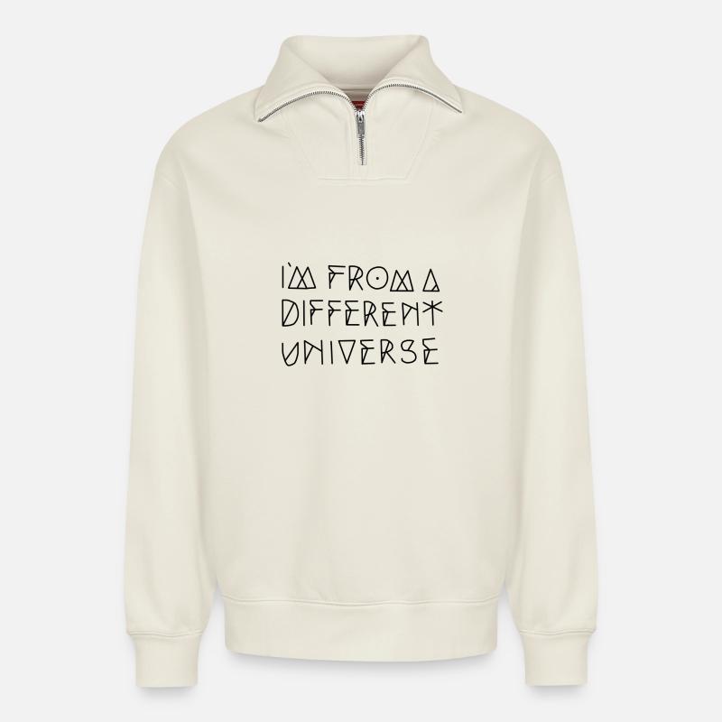 Alien - Relaxed Unisex Organic Half Zip Sweatshirt – von SPREAD - Naturweiß