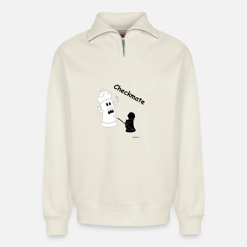 Maté / maté - Sweat unisexe décontracté en coton biologique à demi-zip – de SPREAD - blanc cassé