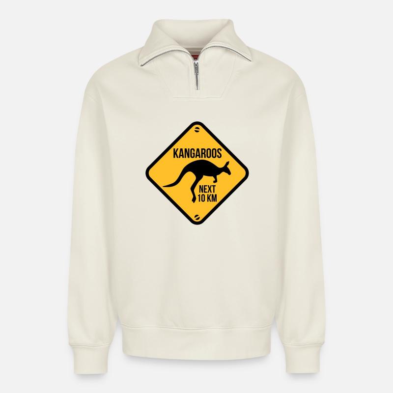 Australia - Australien - Relaxed Unisex Organic Half Zip Sweatshirt – von SPREAD - Naturweiß