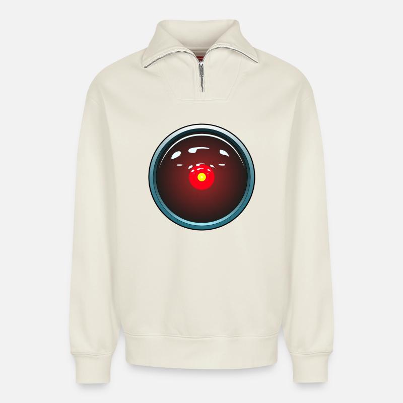 HAL9000 - Relaxed Unisex Organic Half Zip Sweatshirt – von SPREAD - Naturweiß