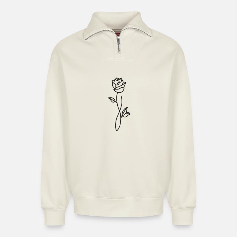 Rose - Relaxed Unisex Organic Half Zip Sweatshirt – von SPREAD - Naturweiß