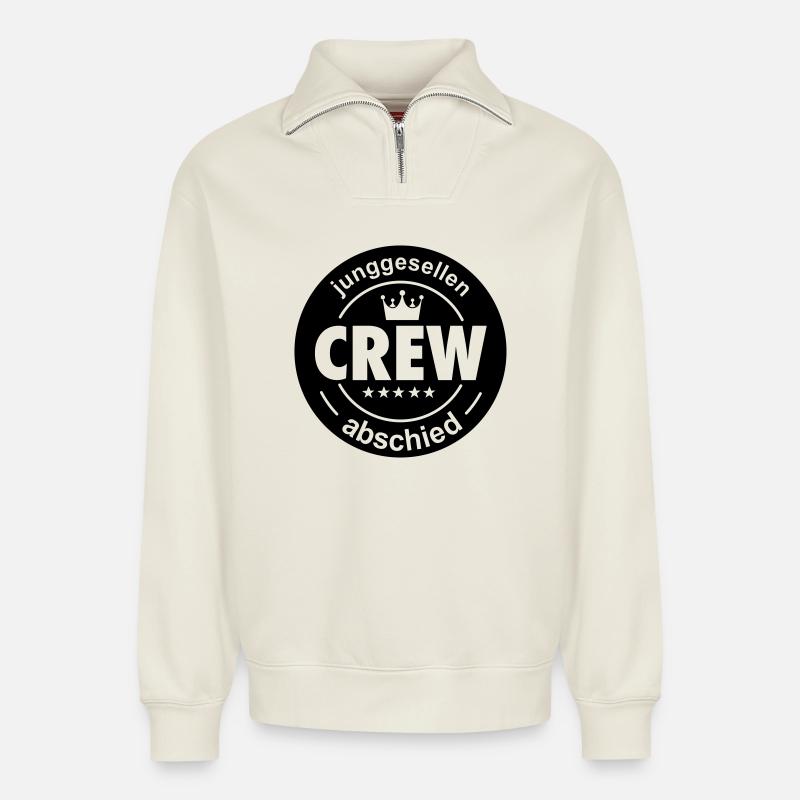 junggesellenabschied - Relaxed Unisex Organic Half Zip Sweatshirt – von SPREAD - Naturweiß