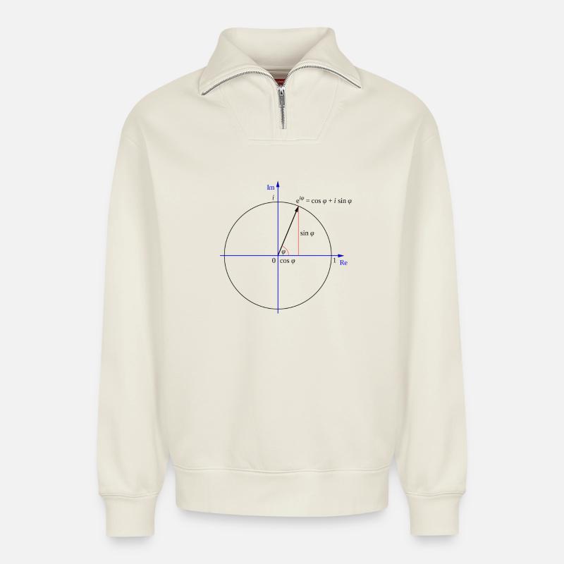 Euler's formula - Relaxed Unisex Organic Half Zip Sweatshirt – by SPREAD - off white