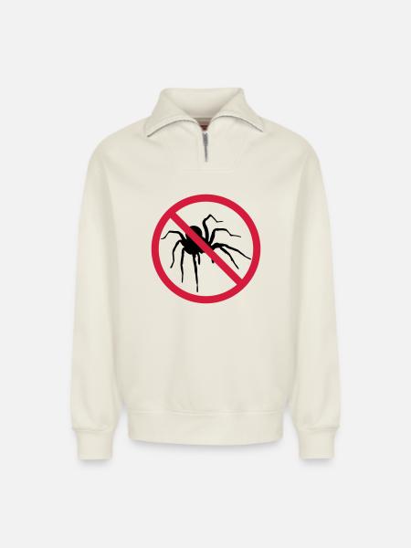 ingen edderkop forbudt skjold edderkop design cl - Unisex sweatshirt i økologisk bomuld med half zip og afslappet pasform – fra SPREAD - råhvid