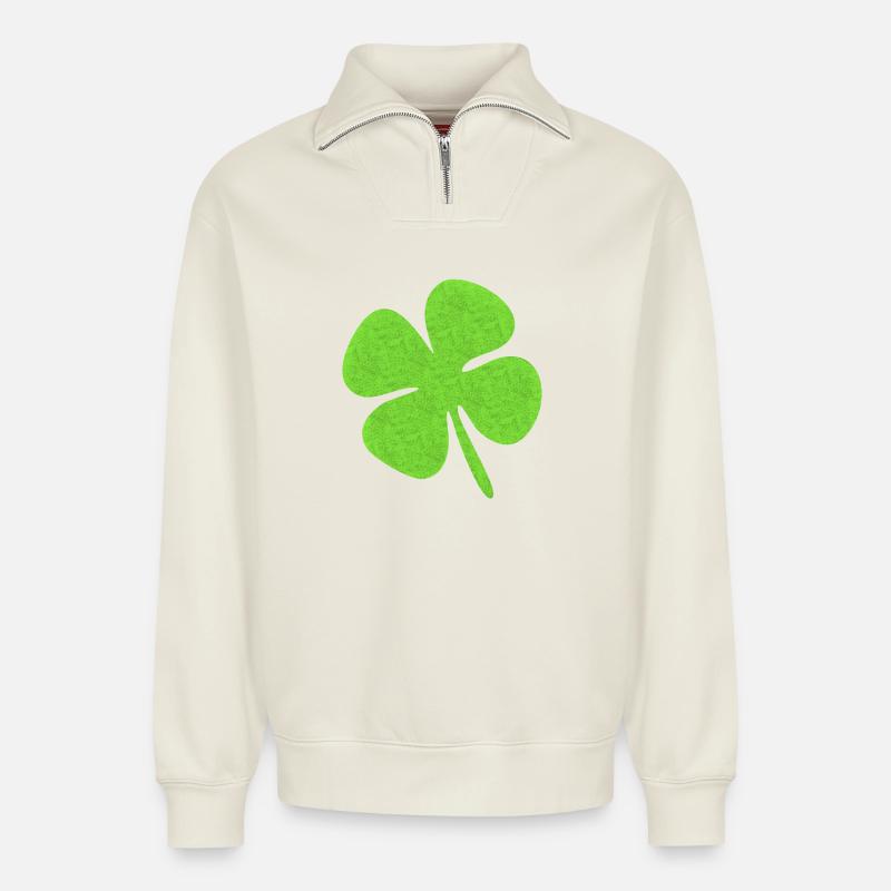 Cloverleaf - Relaxed Unisex Organic Half Zip Sweatshirt – by SPREAD - off white