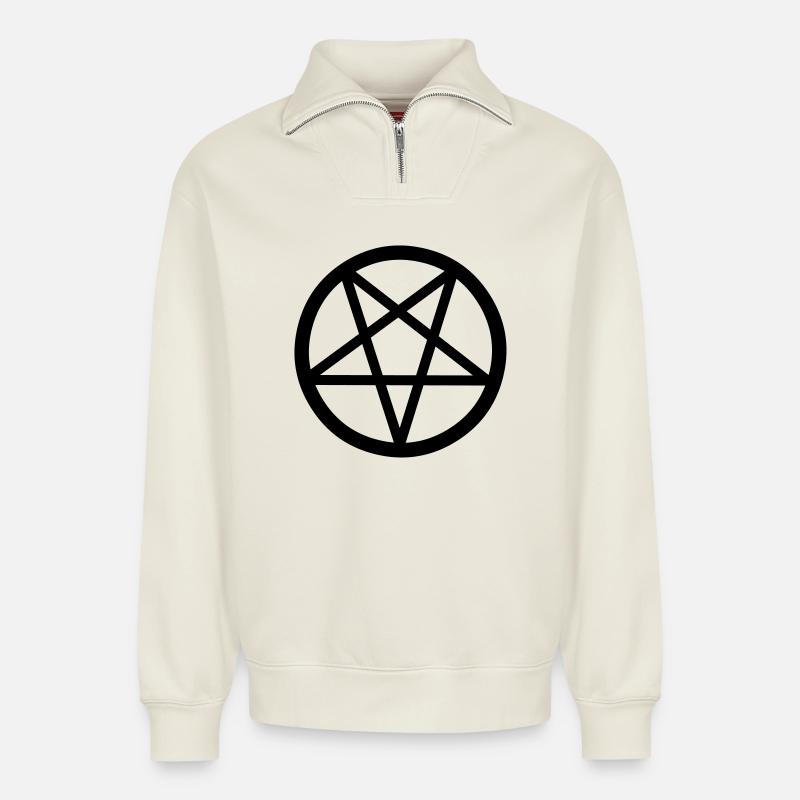 Pentacle - Relaxed Unisex Organic Half Zip Sweatshirt – by SPREAD - off white