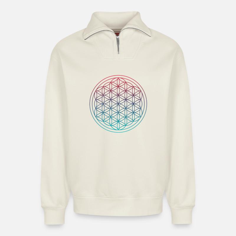 Yoga - Relaxed Unisex Organic Half Zip Sweatshirt – von SPREAD - Naturweiß