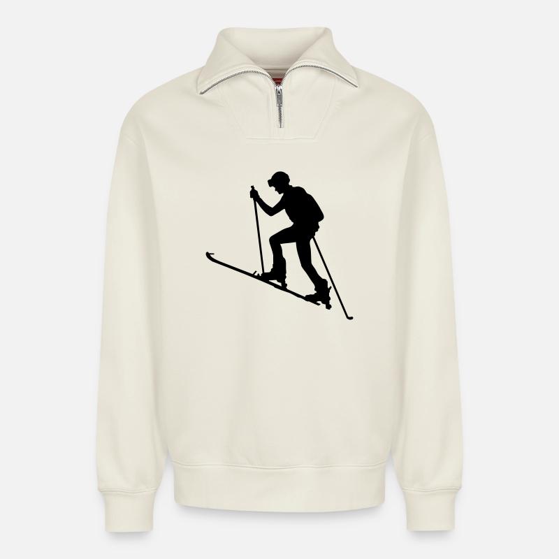 Skialpinismus - Relaxed Unisex Organic Half Zip Sweatshirt – von SPREAD - Naturweiß