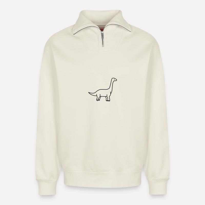 Dinosaurier - Relaxed Unisex Organic Half Zip Sweatshirt – von SPREAD - Naturweiß