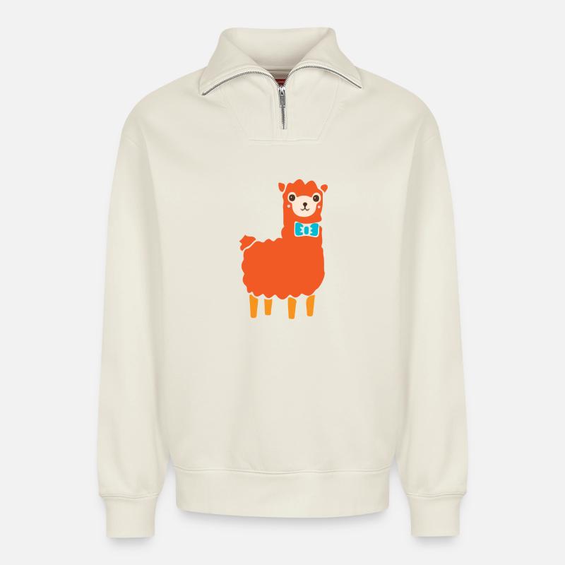 Alpagas - Sweat unisexe décontracté en coton biologique à demi-zip – de SPREAD - blanc cassé