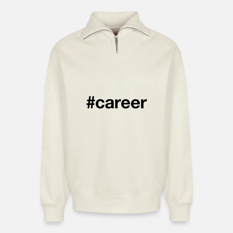 CAREER - Relaxed Unisex Organic Half Zip Sweatshirt – by SPREAD - off white