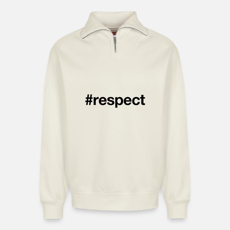 RESPECT - Relaxed Unisex Organic Half Zip Sweatshirt – von SPREAD - Naturweiß