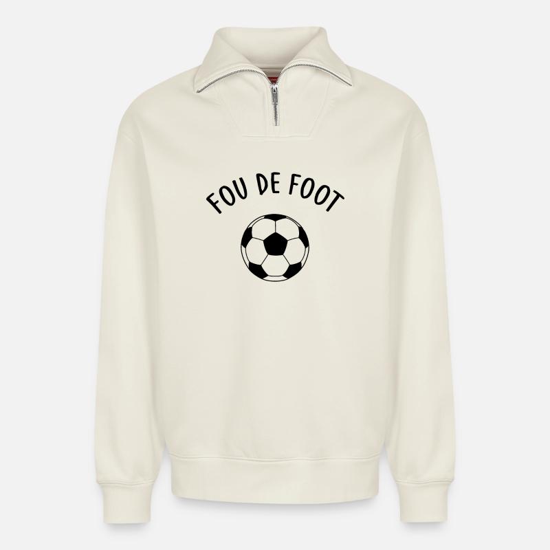 FUßBALLFAN - Relaxed Unisex Organic Half Zip Sweatshirt – von SPREAD - Naturweiß