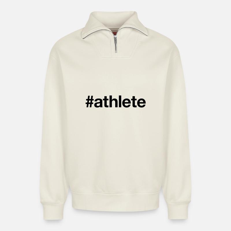 ATHLETE - Relaxed Unisex Organic Half Zip Sweatshirt – by SPREAD - off white