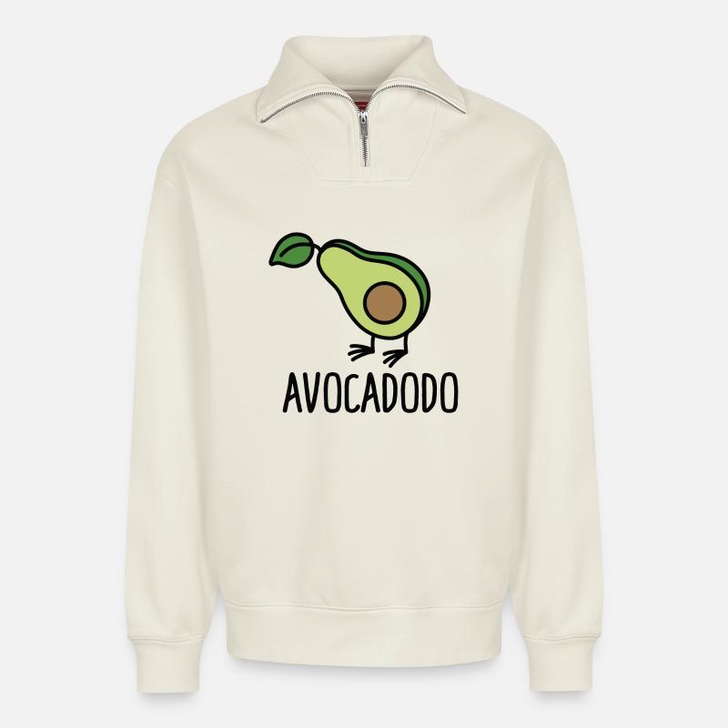 Avocadodo - Sweat unisexe décontracté en coton biologique à demi-zip – de SPREAD - blanc cassé