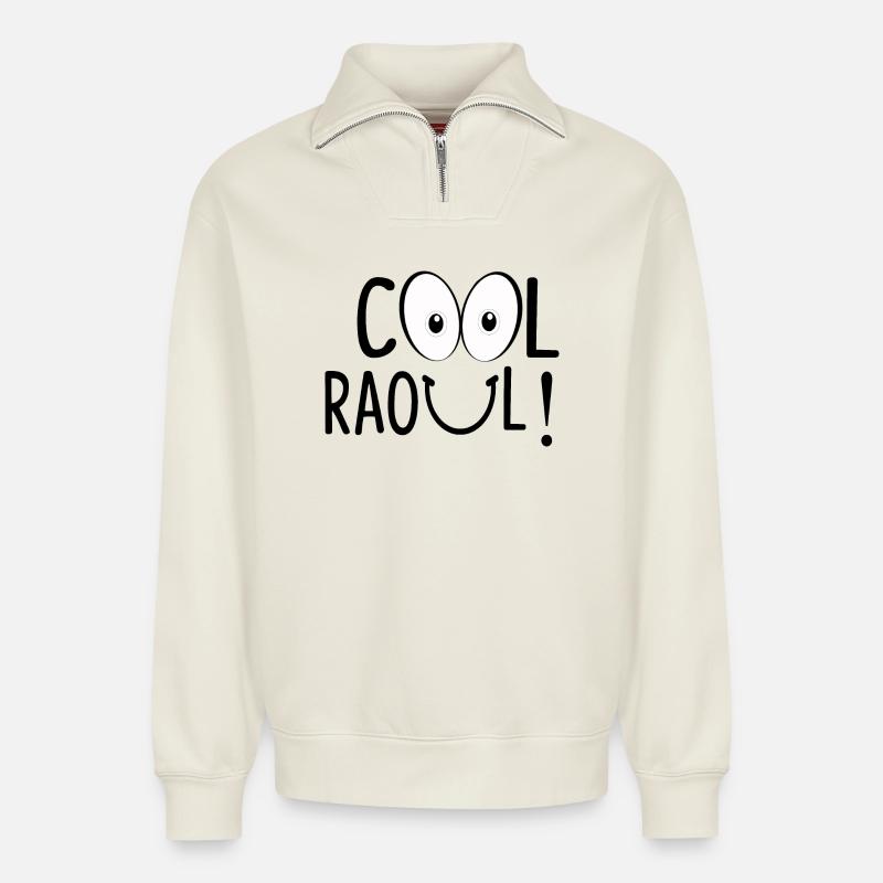 COOL RAOUL ! - Sweat unisexe décontracté en coton biologique à demi-zip – de SPREAD - blanc cassé