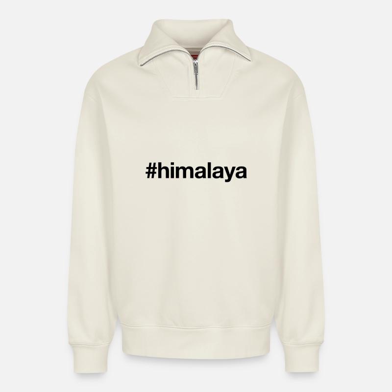 HIMALAYA - Relaxed Unisex Organic Half Zip Sweatshirt – von SPREAD - Naturweiß