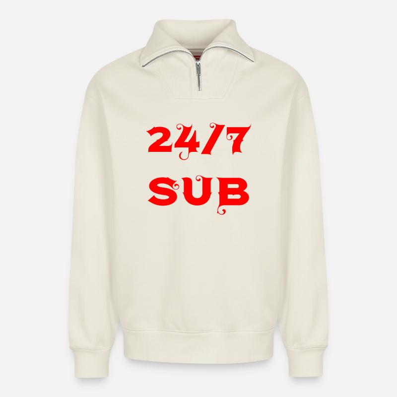 24/7 Sub - Sweat unisexe décontracté en coton biologique à demi-zip – de SPREAD - blanc cassé
