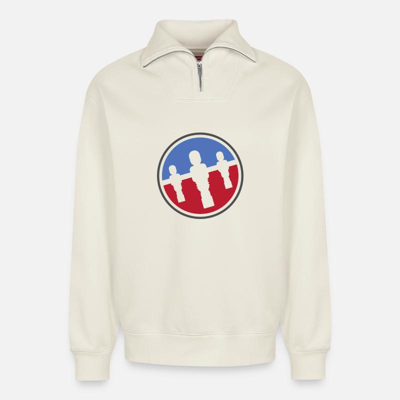 Kicker logo - Relaxed Unisex Organic Half Zip Sweatshirt – by SPREAD - off white