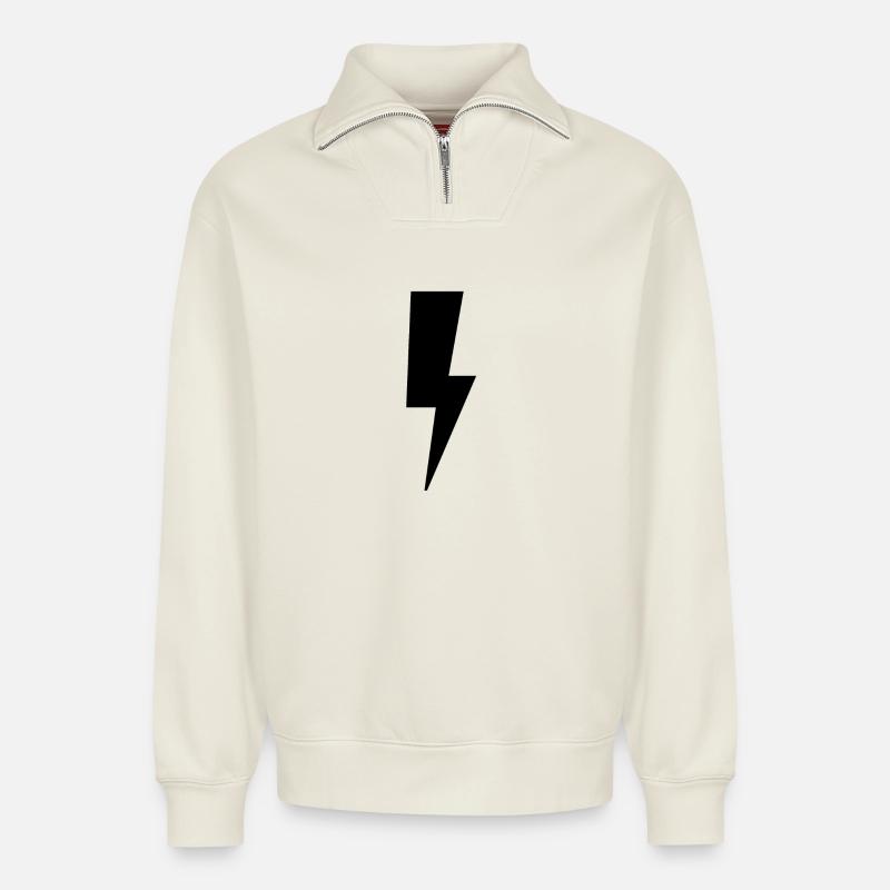 Blitz - Logo - Relaxed Unisex Organic Half Zip Sweatshirt – von SPREAD - Naturweiß