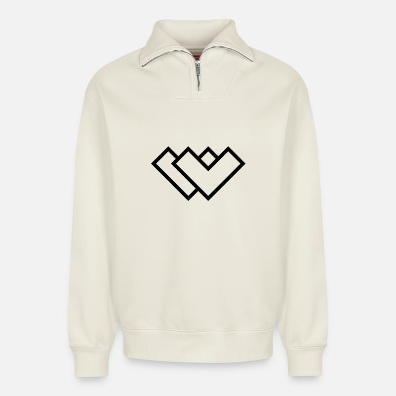 Logo W - Sweat unisexe décontracté en coton biologique à demi-zip – de SPREAD - blanc cassé