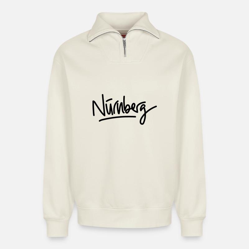 Nürnberg - Handschrift - Relaxed Unisex Organic Half Zip Sweatshirt – von SPREAD - Naturweiß
