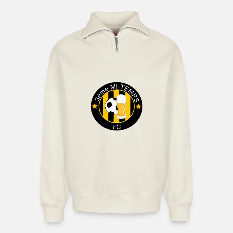 3. Halbzeit - Relaxed Unisex Organic Half Zip Sweatshirt – von SPREAD - Naturweiß