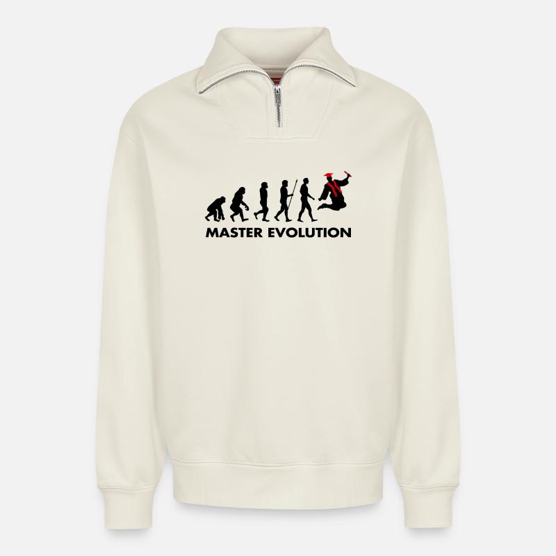 Master Evolution Prüfung Bestanden Schulabschluss - Relaxed Unisex Organic Half Zip Sweatshirt – von SPREAD - Naturweiß