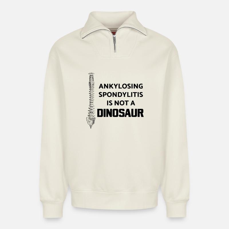 Ankylosing Spondylitis Krankheit Wirbelsäule AS - Relaxed Unisex Organic Half Zip Sweatshirt – von SPREAD - Naturweiß