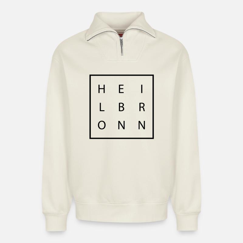 Heilbronn - Sweat unisexe décontracté en coton biologique à demi-zip – de SPREAD - blanc cassé