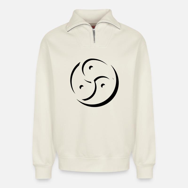 Triskele - Relaxed Unisex Organic Half Zip Sweatshirt – von SPREAD - Naturweiß