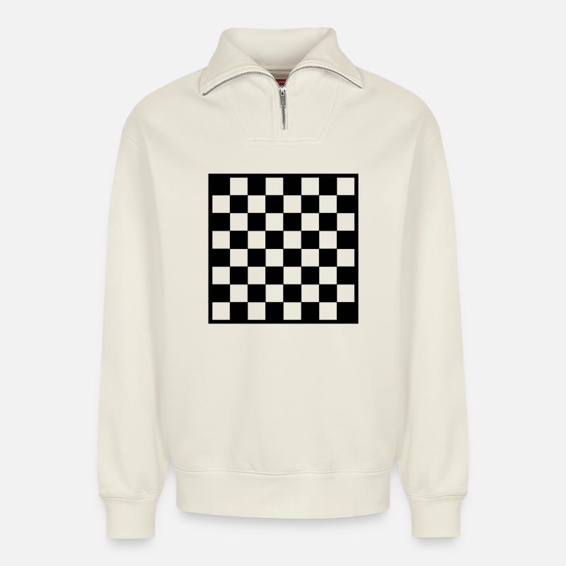 Chess | chess - Relaxed Unisex Organic Half Zip Sweatshirt – by SPREAD - off white