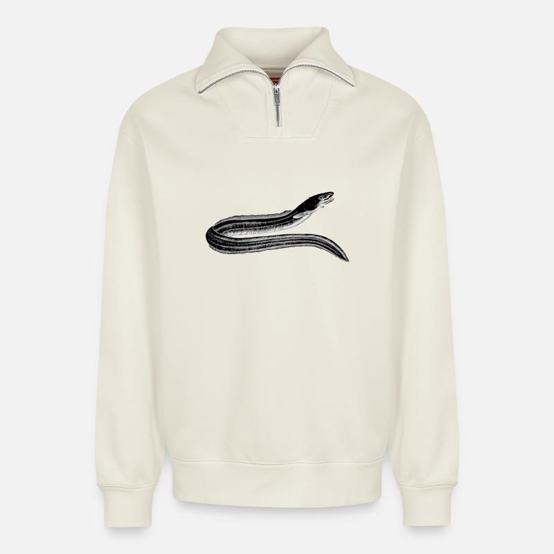 eel - Relaxed Unisex Organic Half Zip Sweatshirt – by SPREAD - off white