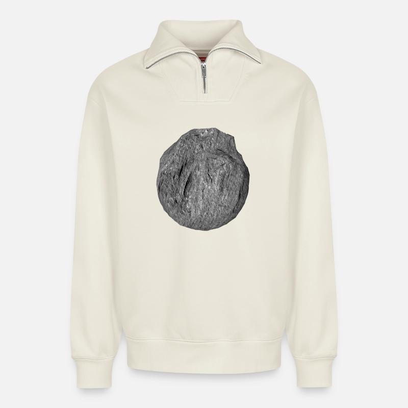 stein - Relaxed Unisex Organic Half Zip Sweatshirt – von SPREAD - Naturweiß