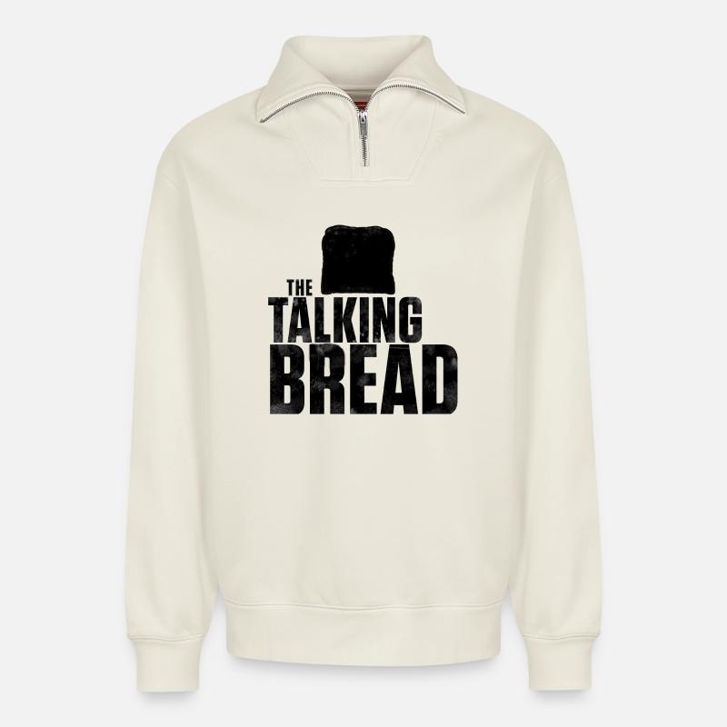 the talking bread total black - Relaxed Unisex Organic Half Zip Sweatshirt – von SPREAD - Naturweiß