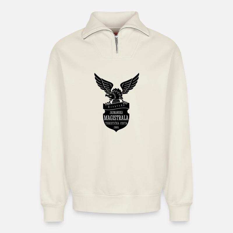 Magistrala - Relaxed Unisex Organic Half Zip Sweatshirt – von SPREAD - Naturweiß