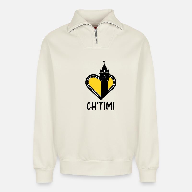 ch'timi - Relaxed Unisex Organic Half Zip Sweatshirt – von SPREAD - Naturweiß
