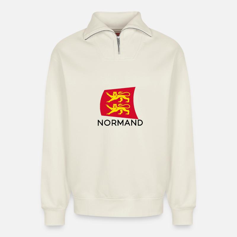 Normandy - Relaxed Unisex Organic Half Zip Sweatshirt – by SPREAD - off white