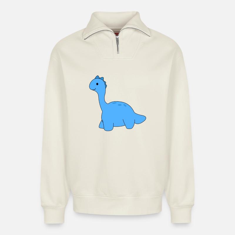 Dino Dinosaurier - Relaxed Unisex Organic Half Zip Sweatshirt – von SPREAD - Naturweiß