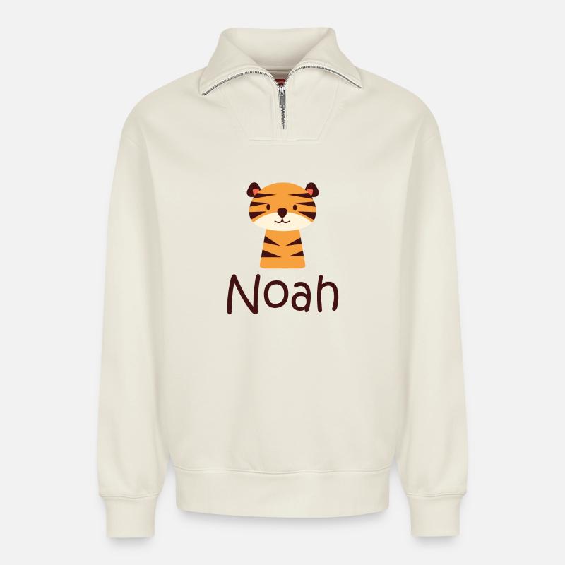 Noah - Relaxed Unisex Organic Half Zip Sweatshirt – by SPREAD - off white