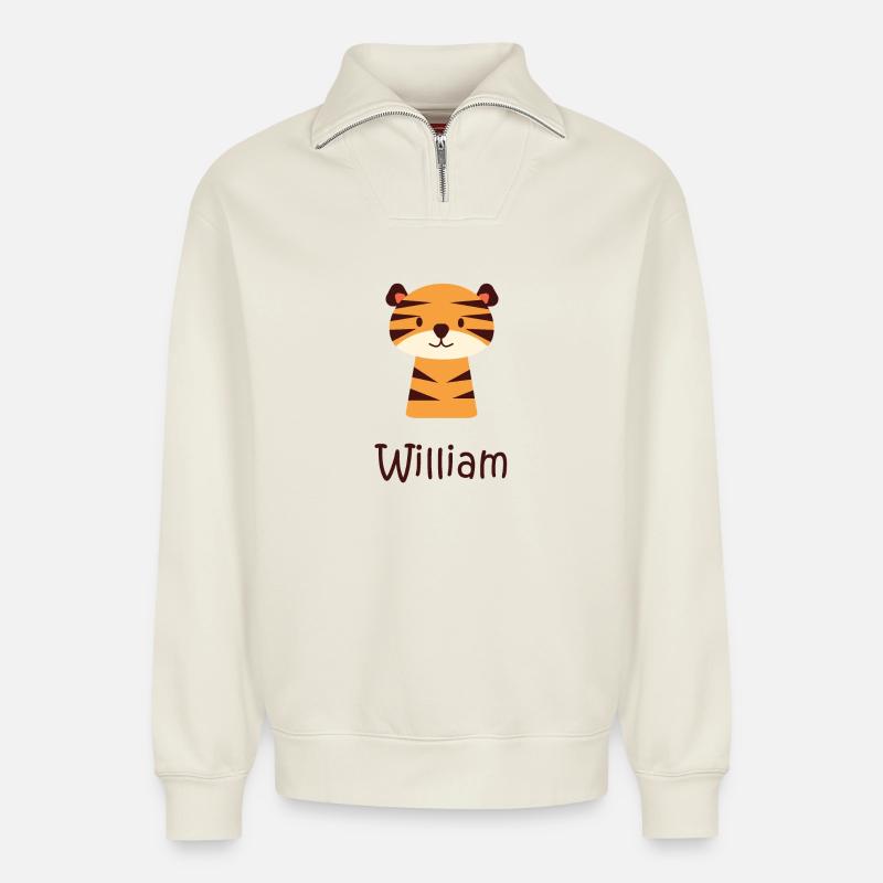 William - Relaxed Unisex Organic Half Zip Sweatshirt – von SPREAD - Naturweiß