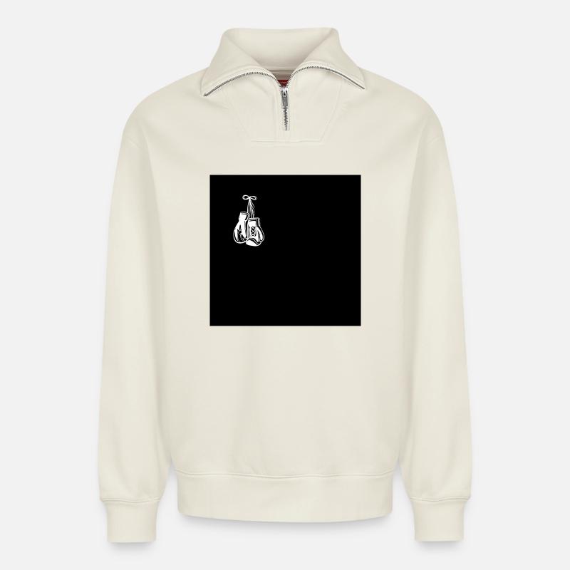 Boxhandschuhe - Relaxed Unisex Organic Half Zip Sweatshirt – von SPREAD - Naturweiß