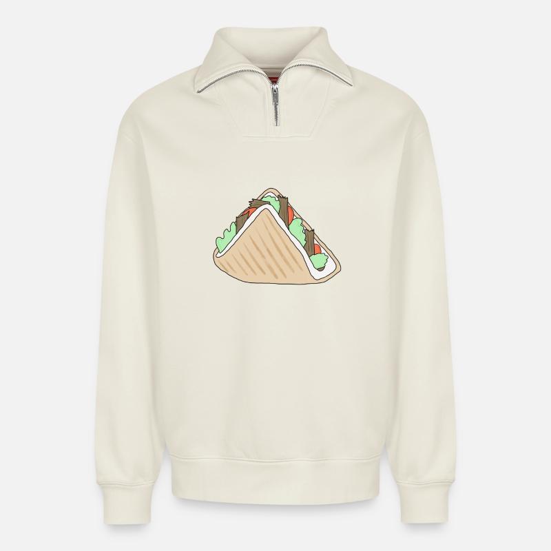 Döner *** blanko - Relaxed Unisex Organic Half Zip Sweatshirt – von SPREAD - Naturweiß