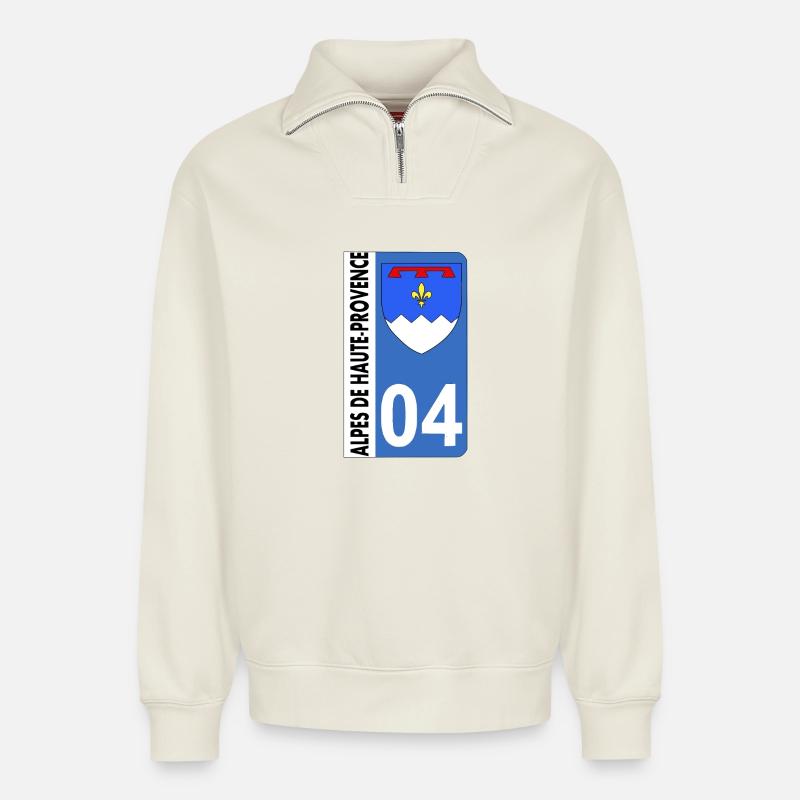 Alpes de haute-provence - Relaxed Unisex Organic Half Zip Sweatshirt – von SPREAD - Naturweiß