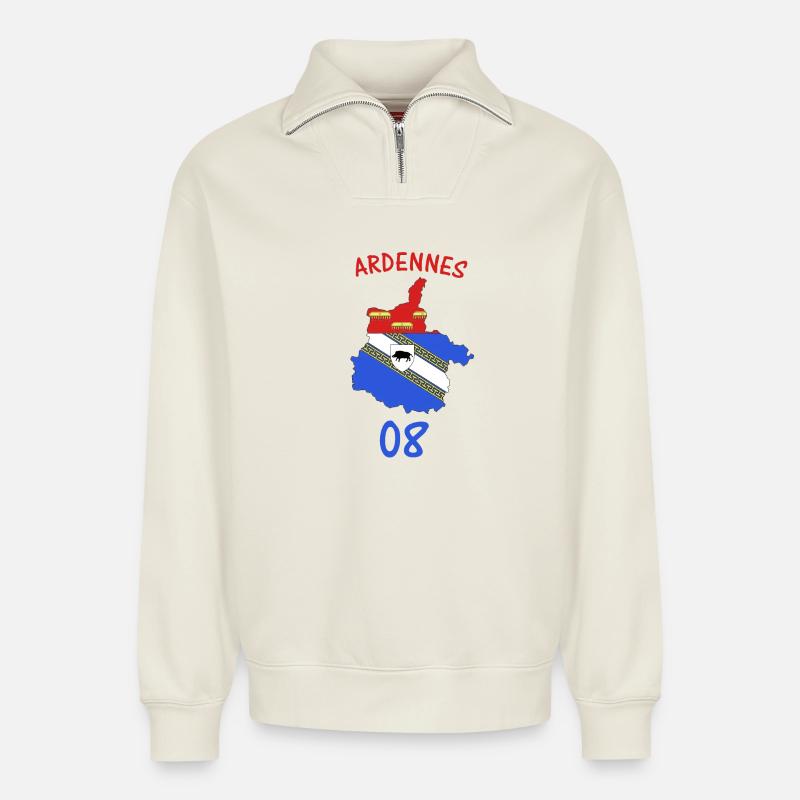 Ardennen - Relaxed Unisex Organic Half Zip Sweatshirt – von SPREAD - Naturweiß