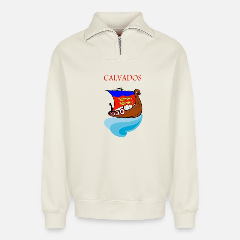 Calvados - Relaxed Unisex Organic Half Zip Sweatshirt – von SPREAD - Naturweiß