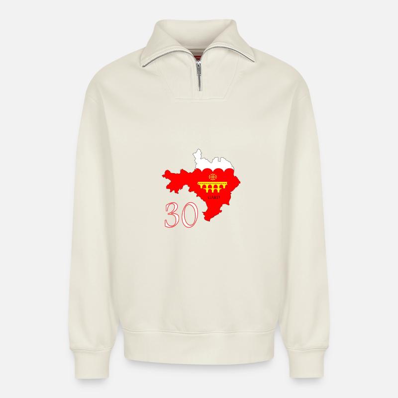Gard - Relaxed Unisex Organic Half Zip Sweatshirt – von SPREAD - Naturweiß