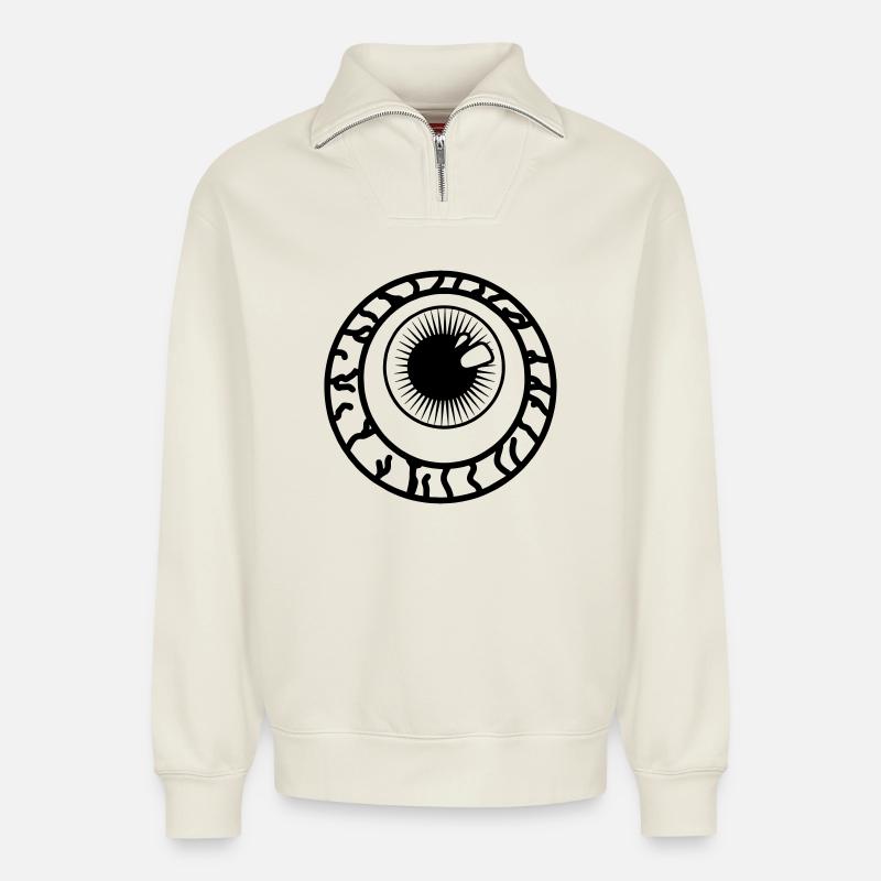 Augenpupille, Optiker - Relaxed Unisex Organic Half Zip Sweatshirt – von SPREAD - Naturweiß