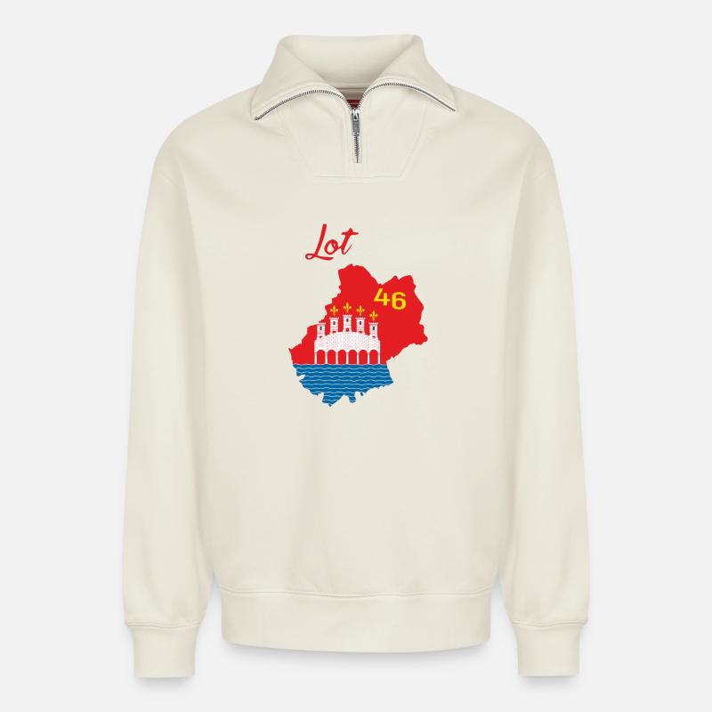 Los - Relaxed Unisex Organic Half Zip Sweatshirt – von SPREAD - Naturweiß