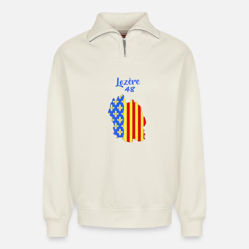 Lozère - Relaxed Unisex Organic Half Zip Sweatshirt – von SPREAD - Naturweiß